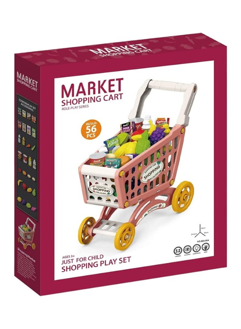 Home Pretend Supermarket Trolley Accessory Kit with Wheels Role Play Set for Kids - Image 3